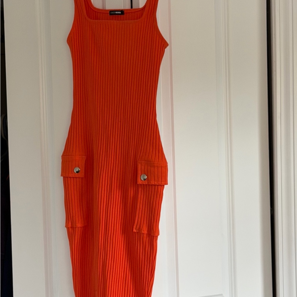 Orange Ribbed Maxi Sundress by Fashion Nova